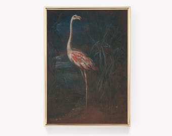 Flamingo Print | Art Print | Vintage Painting | Bird Print | Nature Art | Wildlife Print | Flamingo Art | Antique Art