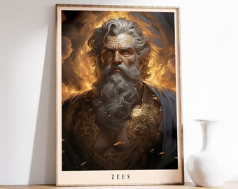 Zeus Poster | Mythology Poster | Ancient Greece Art | Mythical Poster | Goddess Art | Mythology God | Zeus Print
