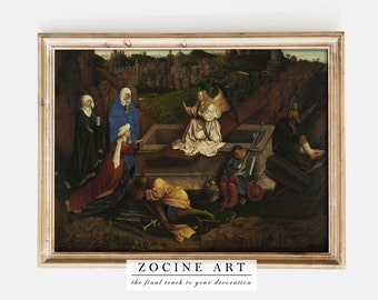 Jan Van Eyck - The Three Marys at the Tomb (1425) - Poster Art Print Painting Photo Gift Home Decor Angel - 12x17, 18x24, 20x30, 24x36