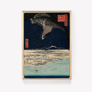 Aigle au-dessus de Fuji | Impression d&#39;art japonaise | Impression d&#39;aigle Hokusai | Impression traditionnelle japonaise | Tableau vintage