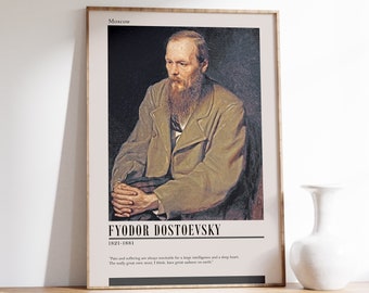 Fyodor Dostoevsky Poster | Dostoevsky Print | Vintage Wall Art | Bookworm Gift | Literature Decor | Author Poster | Home Decor