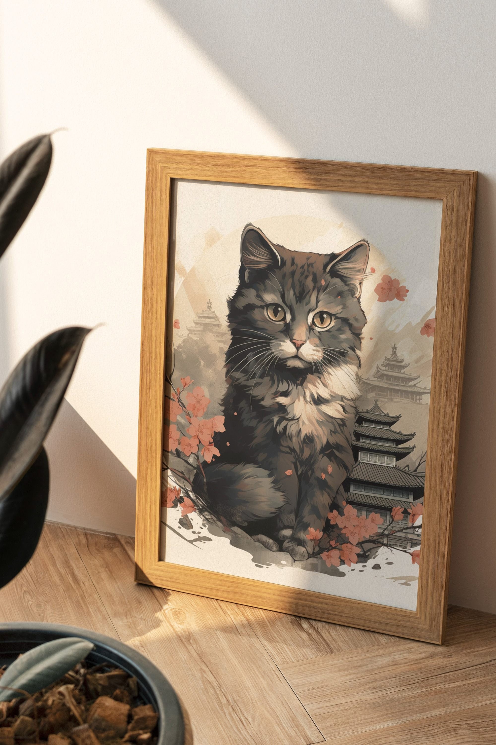 Japanese Cute Cat Poster | Animal Poster | Cute Cat Art Print | Animal ...