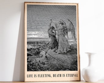 Gustave Dore Art Print | Memento Mori Wall Art | Exhibition Poster | Angel Artwork Print | Gothic Art | Hell Print | Dark Academia