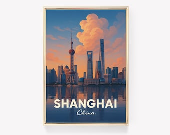 Vintage Shanghai Travel Poster Canvas Print Wall Art Decor 12x18 inches