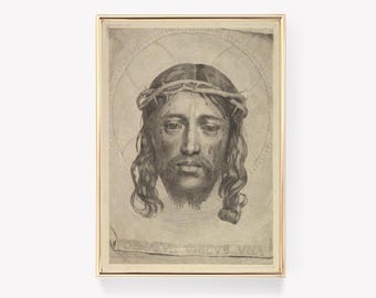 impression portrait vintage | visage du Christ | Claude Mellan oeuvres d'art | Impression baroque | Art mural religieux