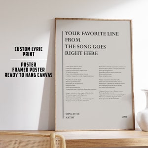 Lyric Poster | Lyric Wall Art | Music Poster | Custom Song Lyric Print | Personalised Lyric Print | Gift for Music Lover | Lyric Wall Art