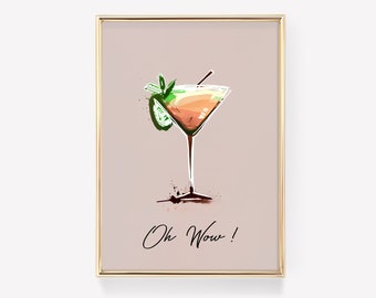 Cocktail Illustration | Kitchen Wall Art | Cocktail Poster | Minimalist Cocktail Poster | Drinks Illustration | Coctail Print | Drinks Print