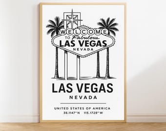 Las Vegas Travel Poster, Nevada Wall Art, Vintage Print, Travel Decor, Las Vegas Gift