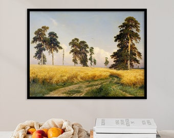 Ivan Shishkin - Rye or Lekarevo Field, Elabuga County (1878) - Vintage Painting Photo Poster Print Art Gift Home Museum - 18x24, 24x36