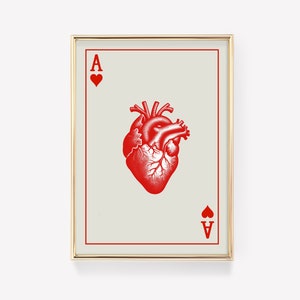Trendy Ace of Hearts Druck | Liebhaber Geschenk Print Druck | Zum Glück Poster | Trendige Retro Wand Kunst | Girly Druck | Spielkarte Poster