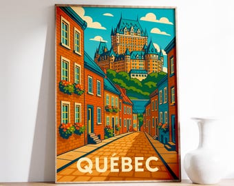 Québec City Poster, Chateau Frontenac Druck, Québec Altstadt Wandkunst, Kanada Reisedekor, Historisches Québec Geschenk