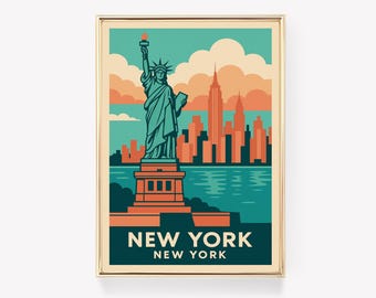 New York Vintage Reise Poster, USA Wand Kunst, NYC Print, Retro Amerika Dekor