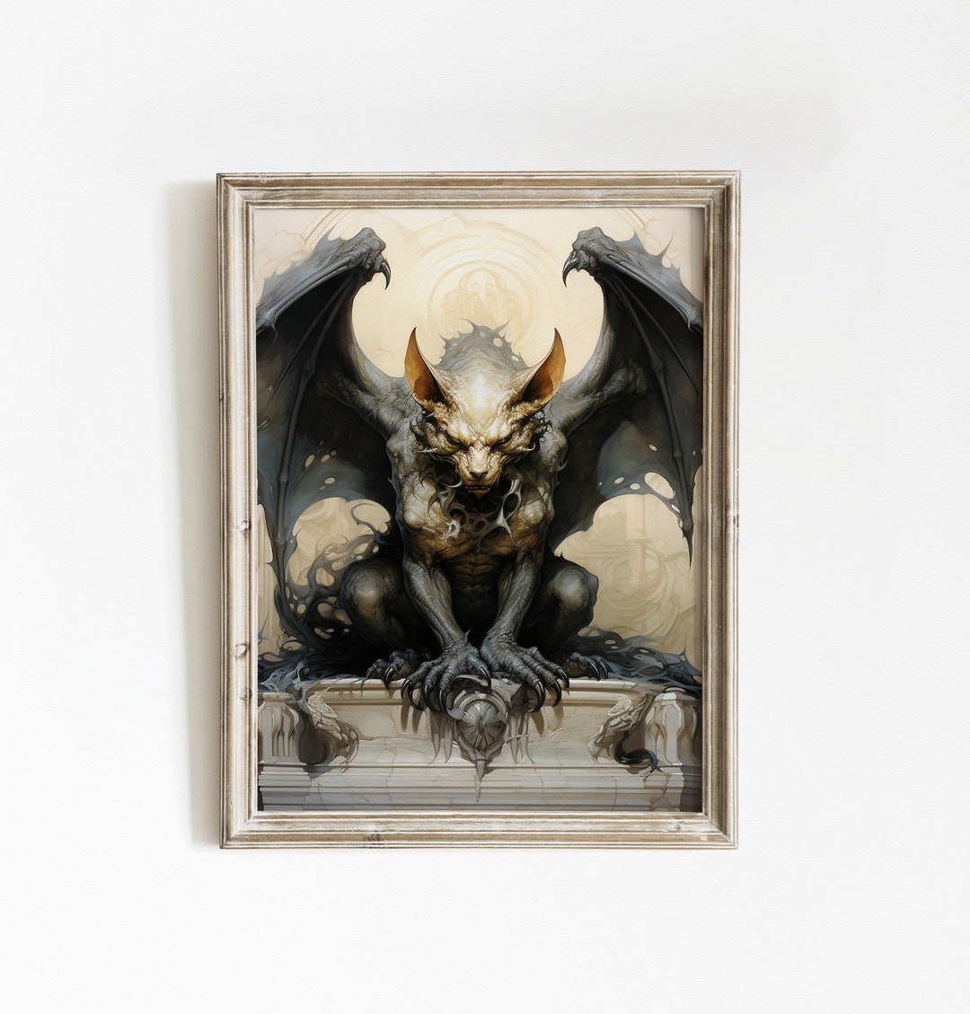 Botanical Gargoyle | Cottagecore Wall Art | Moody Wall Art | Animal ...
