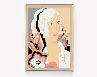 Art Deco Woman | Domergue Poster | Vintage Painting | Antique Art Print | Elegant Wall Decor