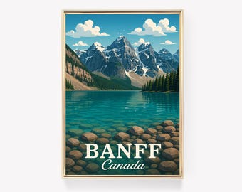 Banff Travel Poster, Canada Wall Art, Banff Print, Vintage Banff Decor, Canvas Print, Banff Gift, Canadian Wall Art