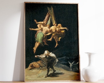 Francisco Goya - Witches Flight (1798) | Dark Academia Print | Painting Poster Art Gift Occult Pagan Ritual Witch Horror Scary Halloween Art