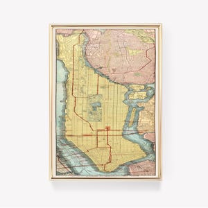 impression de carte vintage | Impression de carte antique | Manhattan 1903 | Impression de carte historique | Art mural | Décoration rétro