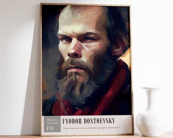 Dostojewski Wandkunst | Dostojewski Druck | Vintage Poster | Leseratte Wand Kunst | Literatur Kunst Decor | Autor Print | Schlafzimmer Dekor