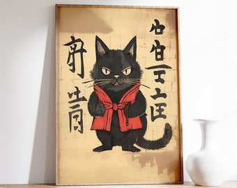 Japanese Cat Print | Funny Cat Print | Cat Wall Art | Ukiyo-e Print | Japanese Poster | Ukiyo-e Art Print | Japanese Room Wall Art