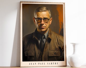 Jean-Paul Sartre | Philosophy Print | Jean-Paul Sartre Poster | Historical Decor | Book Art Print | Home Decor