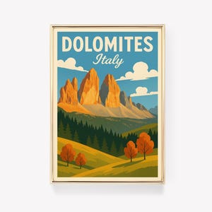 Dolomites Vintage Travel Poster, Italy Wall Art, Retro Print, Italian Travel Decor, Dolomites Gift