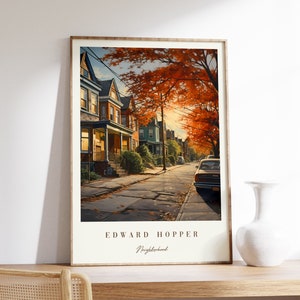 Impression de quartier | Edward Hopper | affiche de quartier | Moderne milieu du siècle | Art nouveau | Décoration d'intérieur