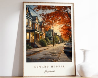 Neighborhood Print | Edward Hopper | Neighborhood Poster | Mid Century Modern | Art Nouveau | Home Decor