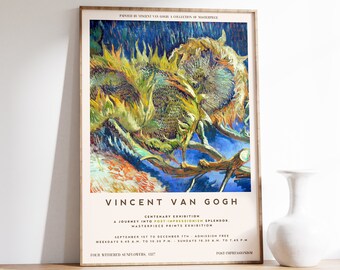 Van Gogh Poster | Four Withered Sunflowers | Flowers Print | Exhibition Poster | Van Gogh Print | Kitchen Decor | Museum Exhibition Poster