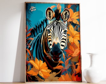 Zebra Print | Zebra Poster | Vintage Animal Art | Wild Life Wall Decor | Modern Wall Art | Living Room Print