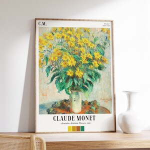 Claude Monet Kunst Poster | Topinambur Blumen | Monet Druck | Monet Wandkunst | Ausstellungsplakat | Blumen Print | Natur Druck