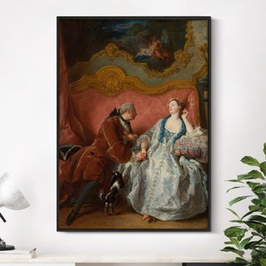 Jean François de Troy - De liefdesverklaring (1724) | Poster barok canvas vintage paar liefde muur kunst antiek print decor schilderij