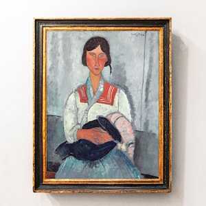Amedeo Modigliani - Mujer gitana con bebé (1919) - Pintura clásica Foto Póster Impresión Arte Regalo Pared Decoración del hogar, Bellas artes, Pintura famosa