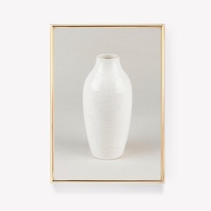 Póster de jarrón de cerámica blanca / Arte con acabado craquelado / Impresión minimalista de cerámica / Decoración elegante de cerámica / Arte de pared