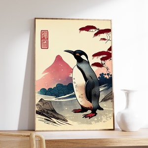 Premium Print | Penguin Poster | Japanese Painting | Mid Century | Ukiyo-e Painting | Fine Art Print | Museum Quality Print image 6