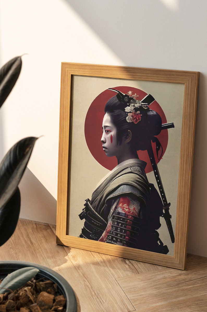Geisha Samurai Poster | Vintage Female Warrior Print | Japanese Wall ...
