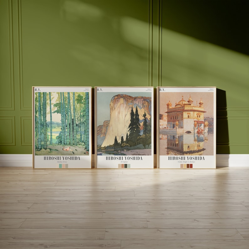 Japanese Prints Set of 3 | Hiroshi Yoshida Print | Woodblock Art ...