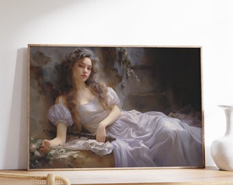 Flute Player Print | Music Wall Art | Vintage Wall Art | Woman Portrait | Antique Wall Decor | Farmhouse Decor