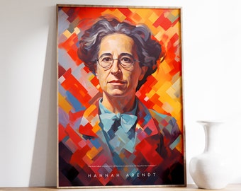 Hannah Arendt Poster | Philosopher Print | Bookworm Gift | Quote Decor | Modern Wall Art | Antique Painting