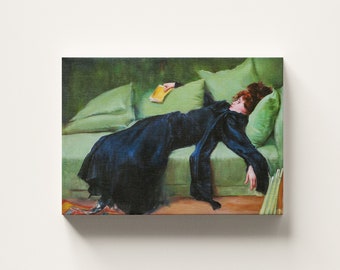 Decadent young woman | Premium Canvas | Vintage Canvas | Moody Wall Art | Vintage Print | Living Room Decor | Woman Portrait