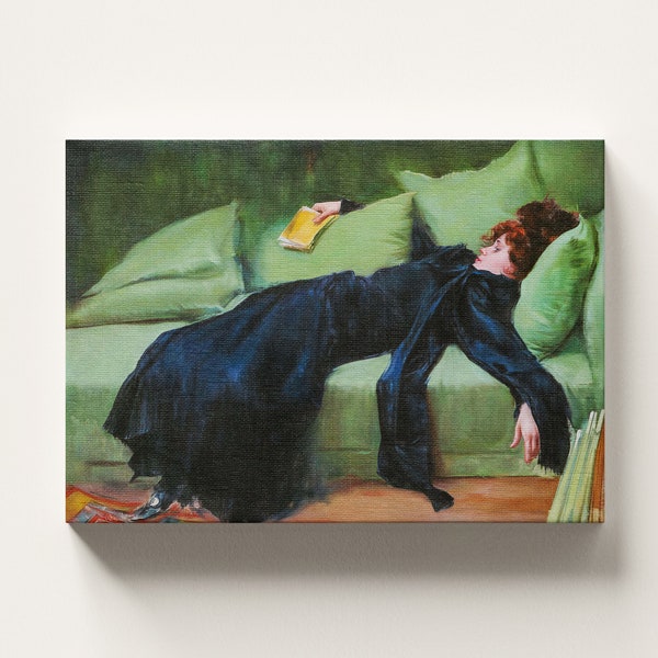 Decadent young woman | Premium Canvas | Vintage Canvas | Moody Wall Art | Vintage Print | Living Room Decor | Woman Portrait