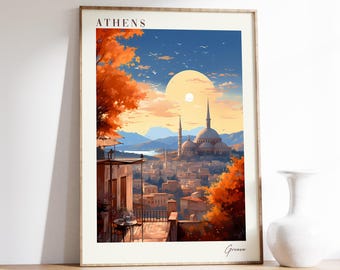 Reisposter Athene | Reisdecoratie Griekenland | Griekenland poster | Athene-print | Reisafdruk: