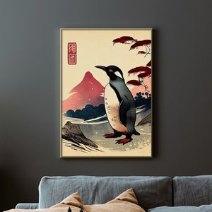 Premium Print | Penguin Poster | Japanese Painting | Mid Century | Ukiyo-e Painting | Fine Art Print | Museum Quality Print image 10