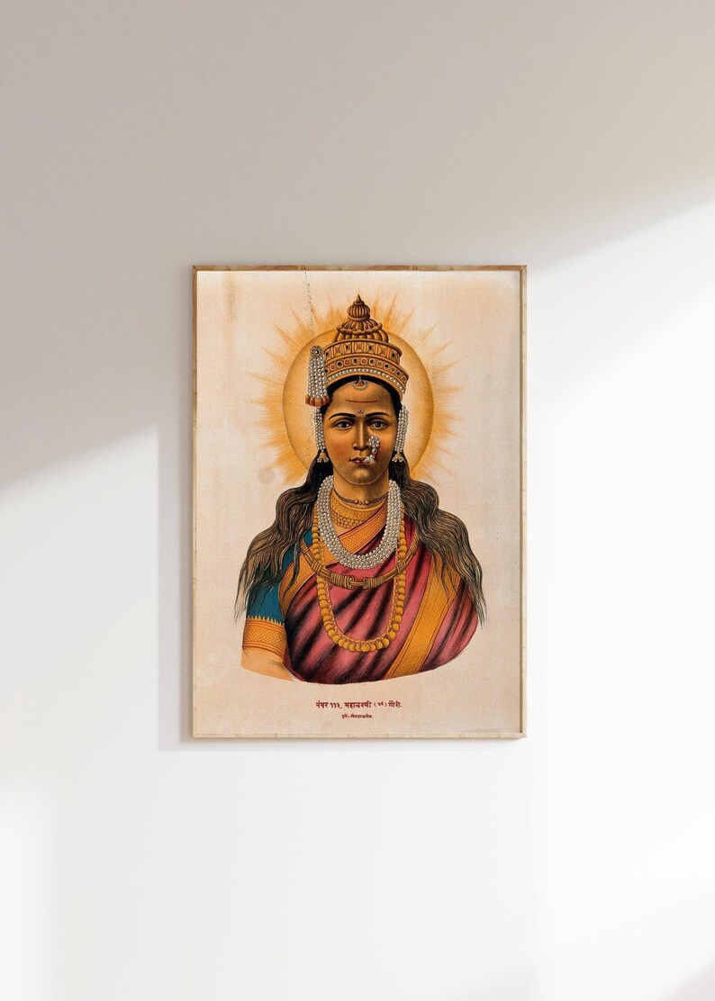 Mahalakshmi Ravi Goddess Lakshmi Print | Raja Ravi Varma Art | Vintage Painting | Divine ...