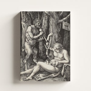 Premium Leinwand | Albrecht Dürer - Satyr Familie (1505) | Vintage Gemälde | Leinwand Wand Kunst | Vintage Leinwand | Schöne Kunst