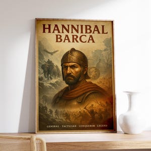 Hannibal Barca Poster, Carthage War Art, Ancient Rome Print, Historic Hannibal Wall Decor