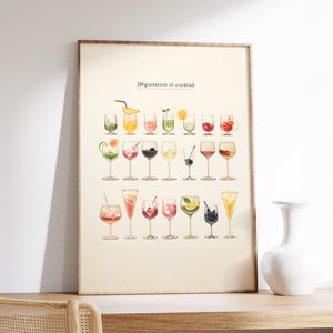 Minimalistischer Cocktail Kunstdruck | Strichzeichnungen | Alkohol Cocktail Poster | Küche Dekor | Essen und Trinken Kunst | Minimalistisches Cocktail Poster