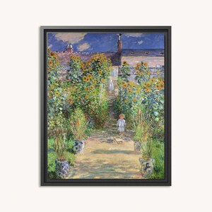 Premium ingelijst canvas | Claude Monet - De tuin van de kunstenaar in Vetheuil (1881) | Vintage schilderij | Canvas muurkunst | Woondecoraties