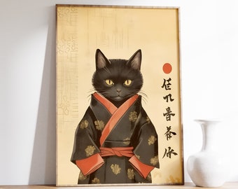 Japanische Katze Druck | Katze Wand Kunst | Ukiyo-e Poster | Japanischer Druck | Ukiyo-e Kunstdruck | Lustige Katzen Poster | Tier-Wand-Dekor