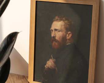 Van Gogh Poster | Portrait of Vincent Van Gogh (1886) | Moody Portrait Poster, Vintage Painting, Antique Wall Art, Van Gogh Painting