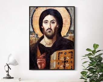 Christ Pantocrato - Saint Catherine's Monastery - Classic Painting Photo Poster Print Art Gift Wall Home Decor - Iconography Pantokrator